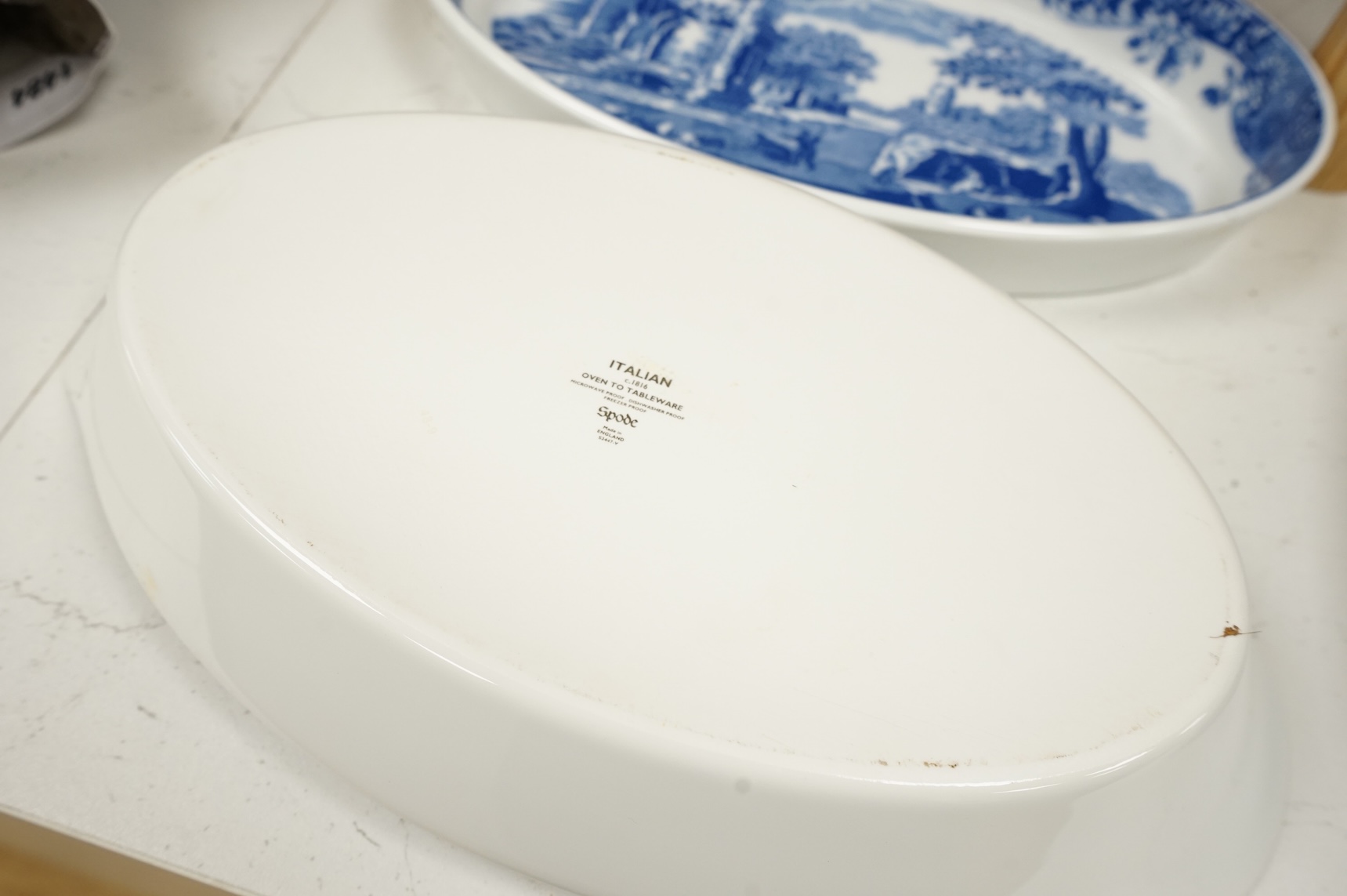 A collection of Spode Italian dinner and oven ware, largest 37cm wide